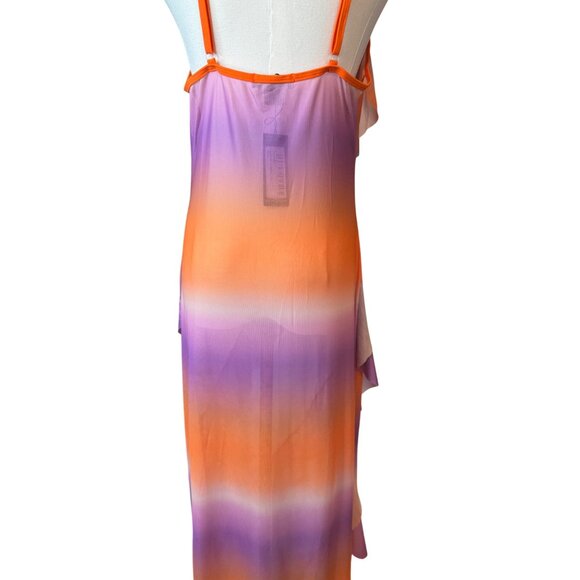 2/$30 NWT PrettyLittleThing 8 Gradient Ruffle Maxi Dress Adjustable Straps - Picture 11 of 16